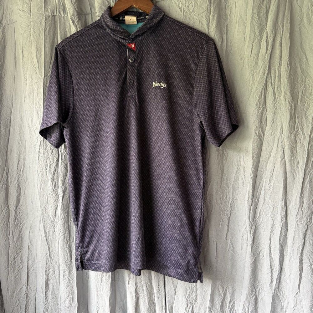 Wendy's Women's Employee Barco Uniforms Polo Shirt Size M Blue Short Sleeve Top